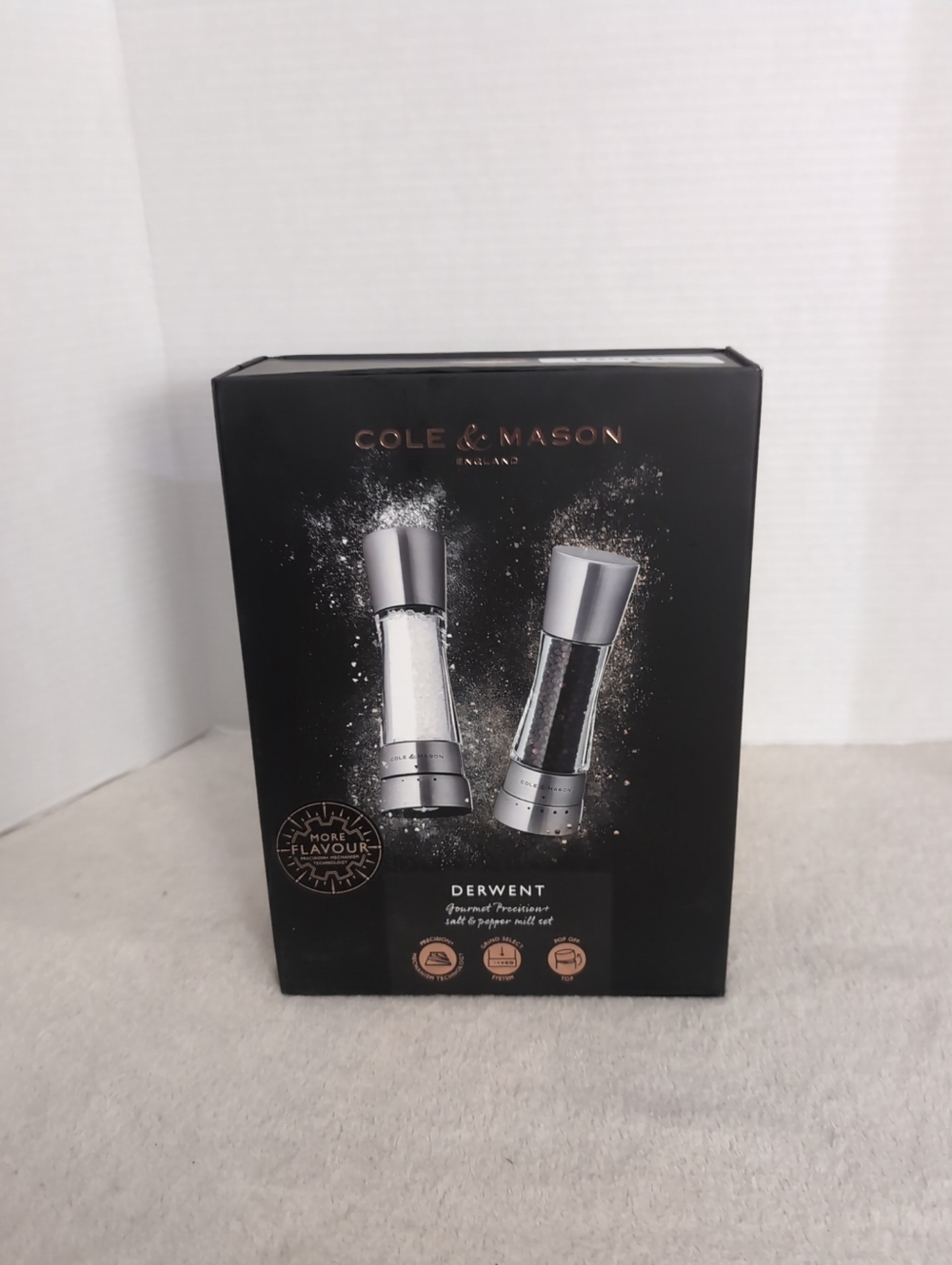 Cole & Mason Derwent Stainless Steel Salt & Pepper Grinder Set With Salt &Pepper